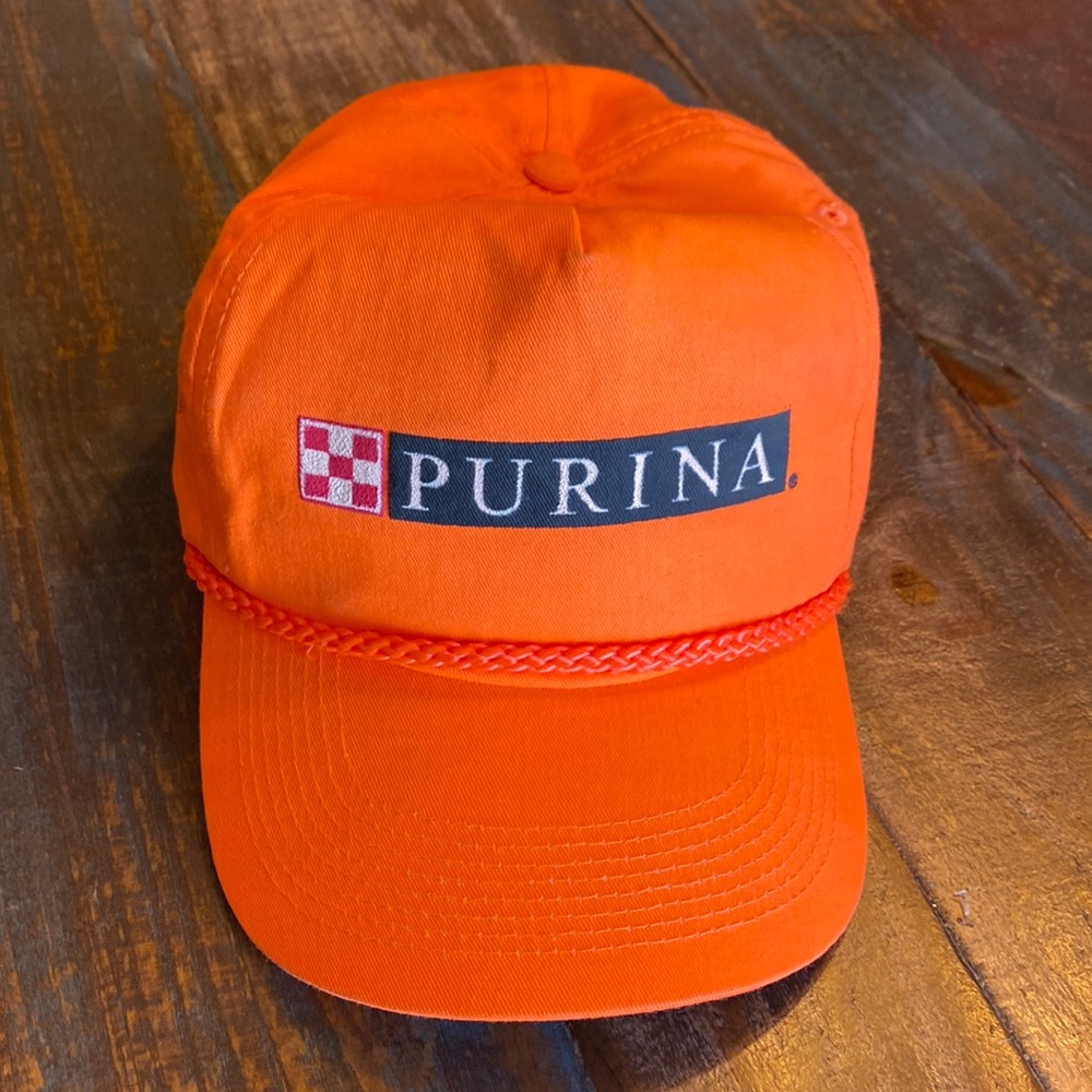 Vintage Purina blaze orange snap-back